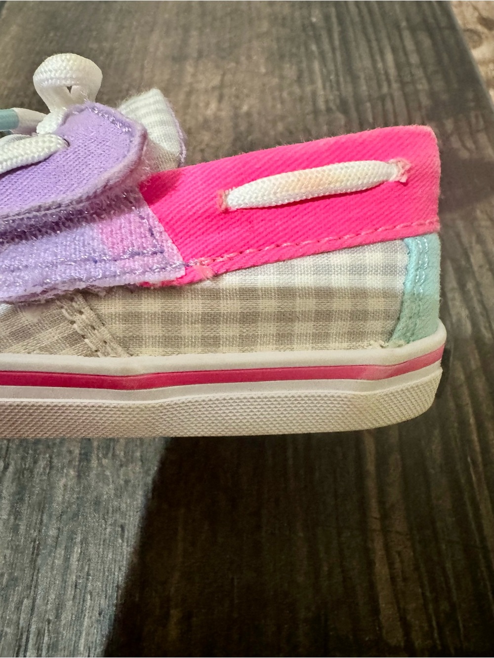 Sperry Intrepid Crib Gingham Boat Shoes Girls Toddler Size 2M Pink Purple - Picture 15 of 15